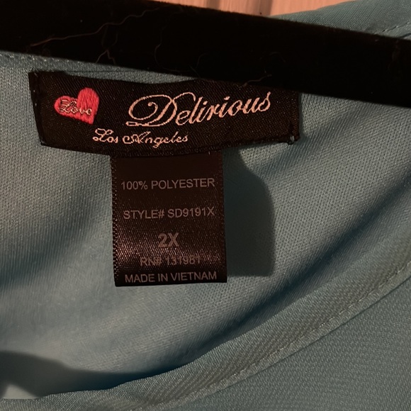 1X/2X light blue dress chiffon overlay - Picture 3 of 4